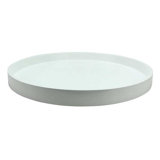 White Straight Sided Round Medium Lacquered Tray