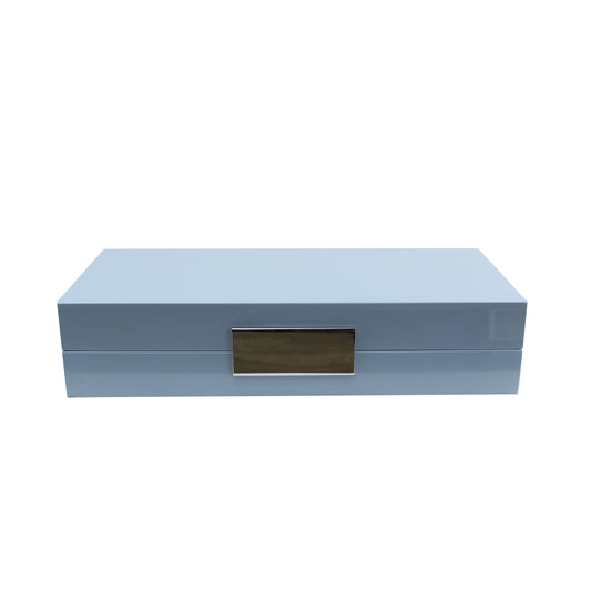 Pale Denim Lacquer Jewelry Box with Silver