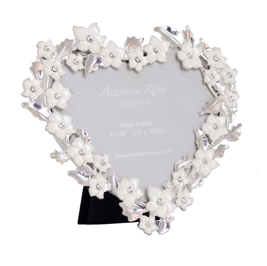 Silver & White Heart Flower Frame