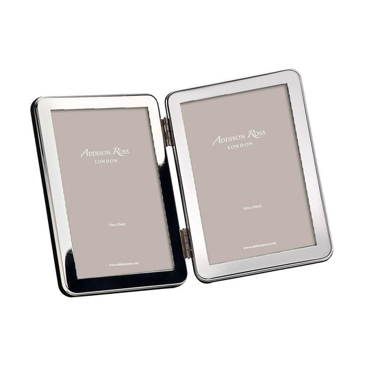 4x6 in. Curved Silver Plated Double Photo Frame