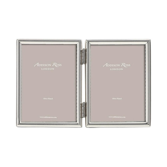 4x6 in. Fine Edged Silver Plated Double Photo Frame
