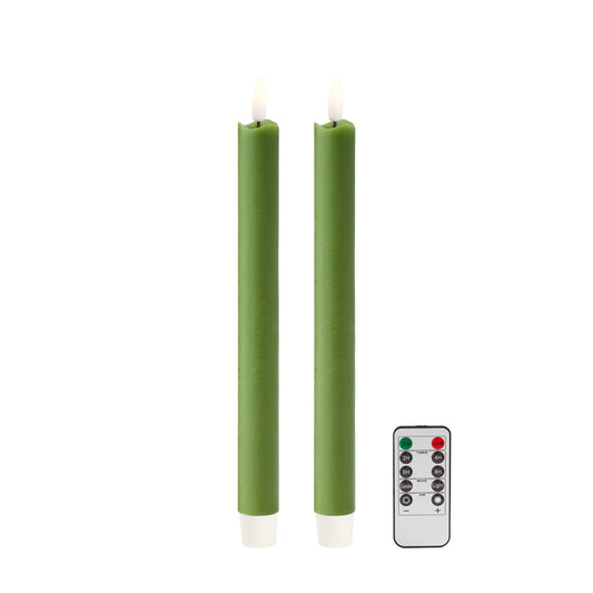 Green LED Candles - Set of 2