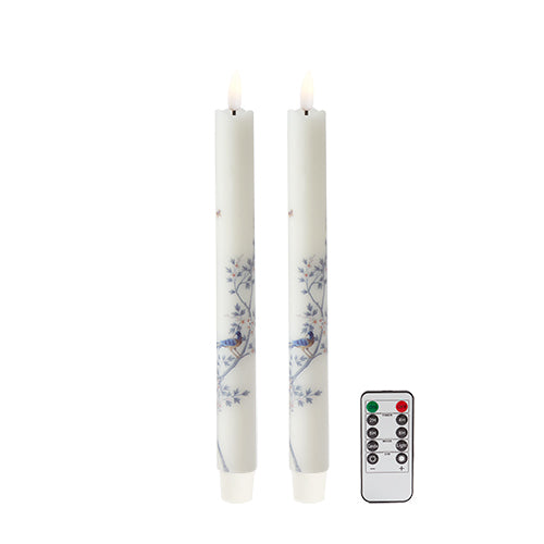 White Chinoiserie LED Candles - Set of 2