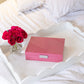 Large pink jewelry box with silver plated clasp
