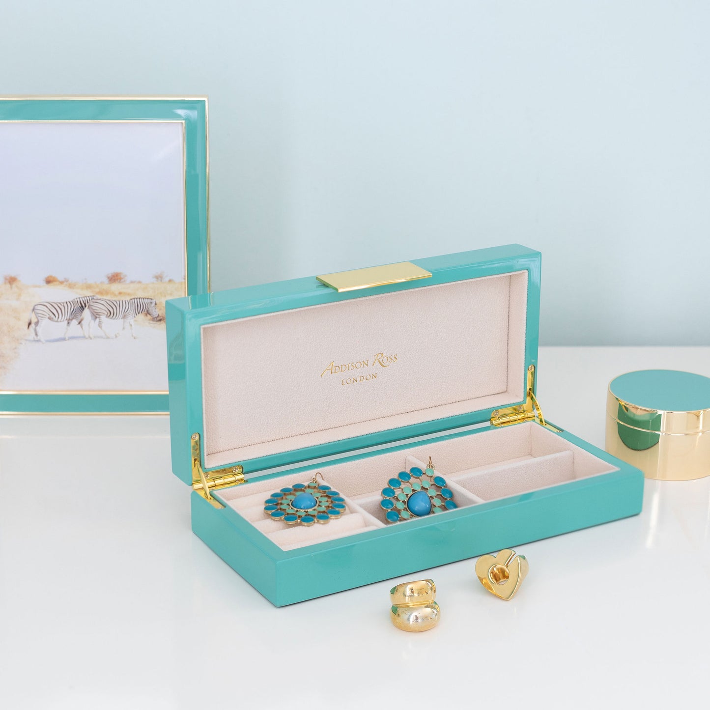 Turquoise Jewelry Box with Gold