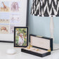Gold Trim Black Enamel Picture Frame and Black Jewelry Box