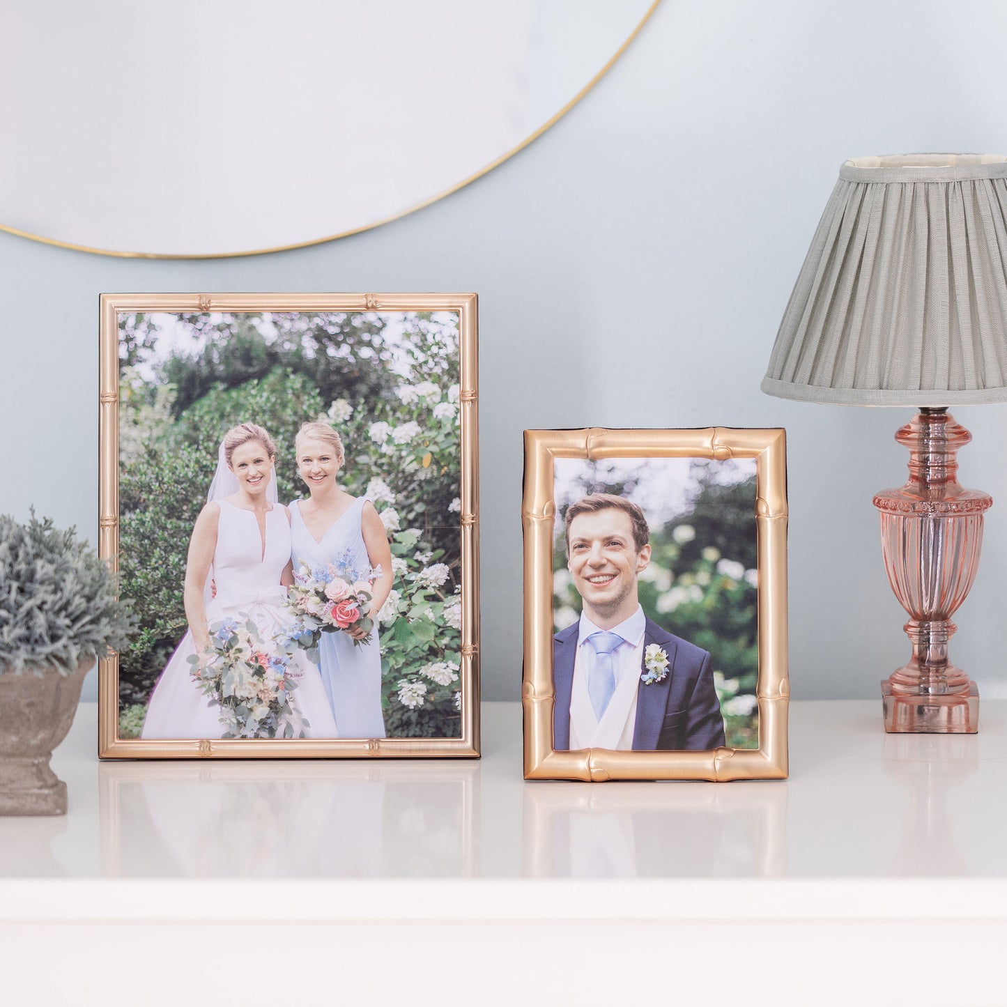 Wide Bamboo Matte Gold Photo Frame