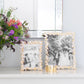 A pair of White Enamel Flower & Gold Plated Photo Frames
