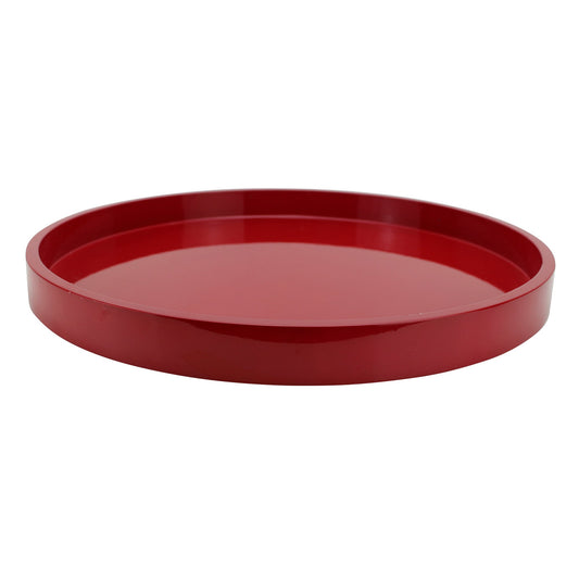 Burgundy Red Straight Sided Round Medium Lacquered Tray