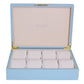 Large pale blue watch box with cream suede interior