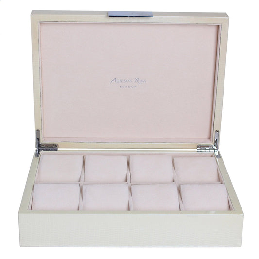 Large cream watch box with suede interior