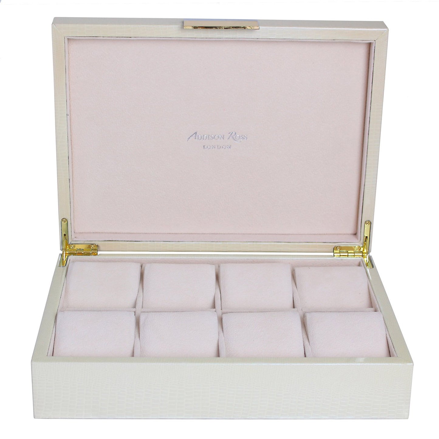 Large cream watch box with suede interior