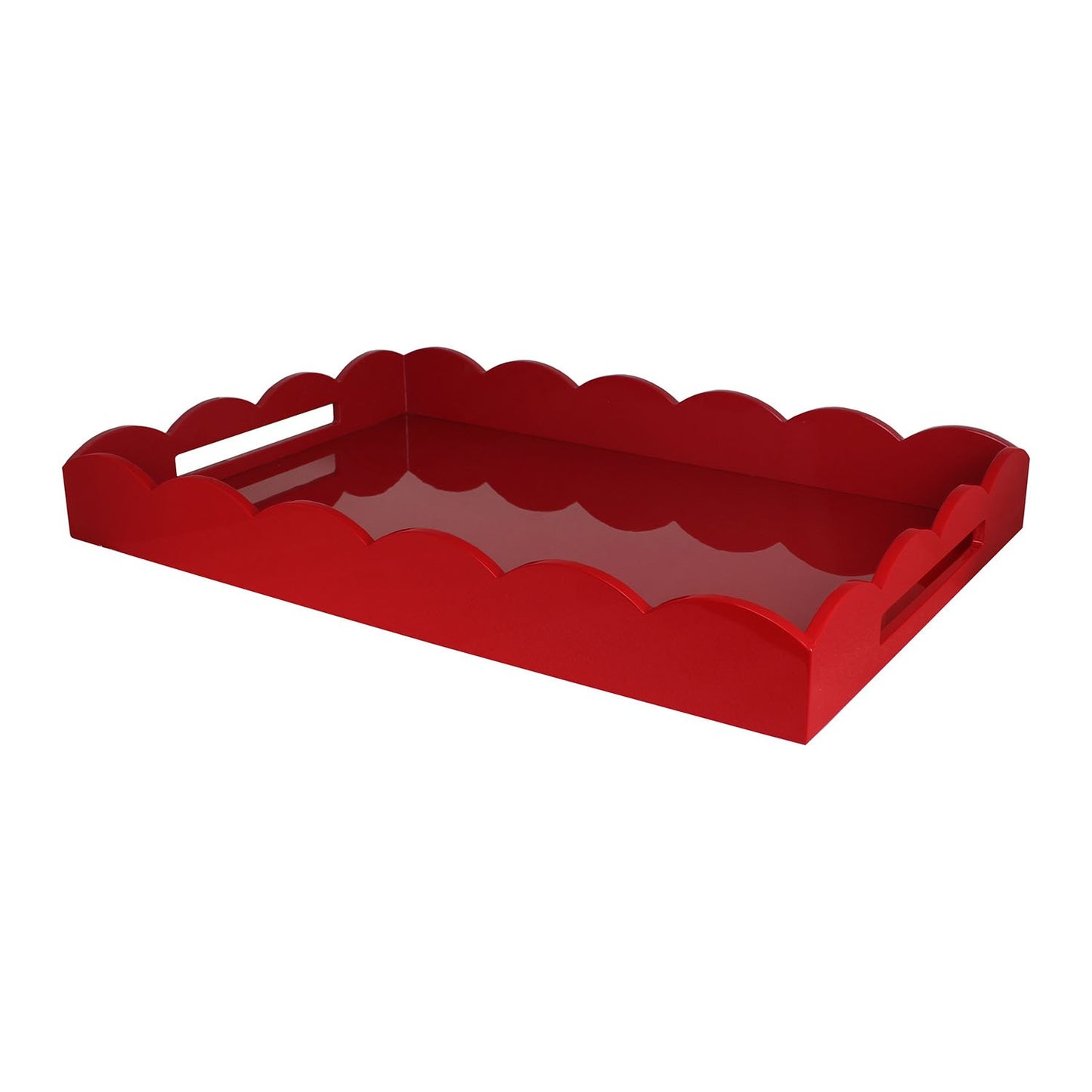 Large, red scalloped edge tray