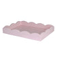 Small pale pink lacquer tray with a scalloped edge