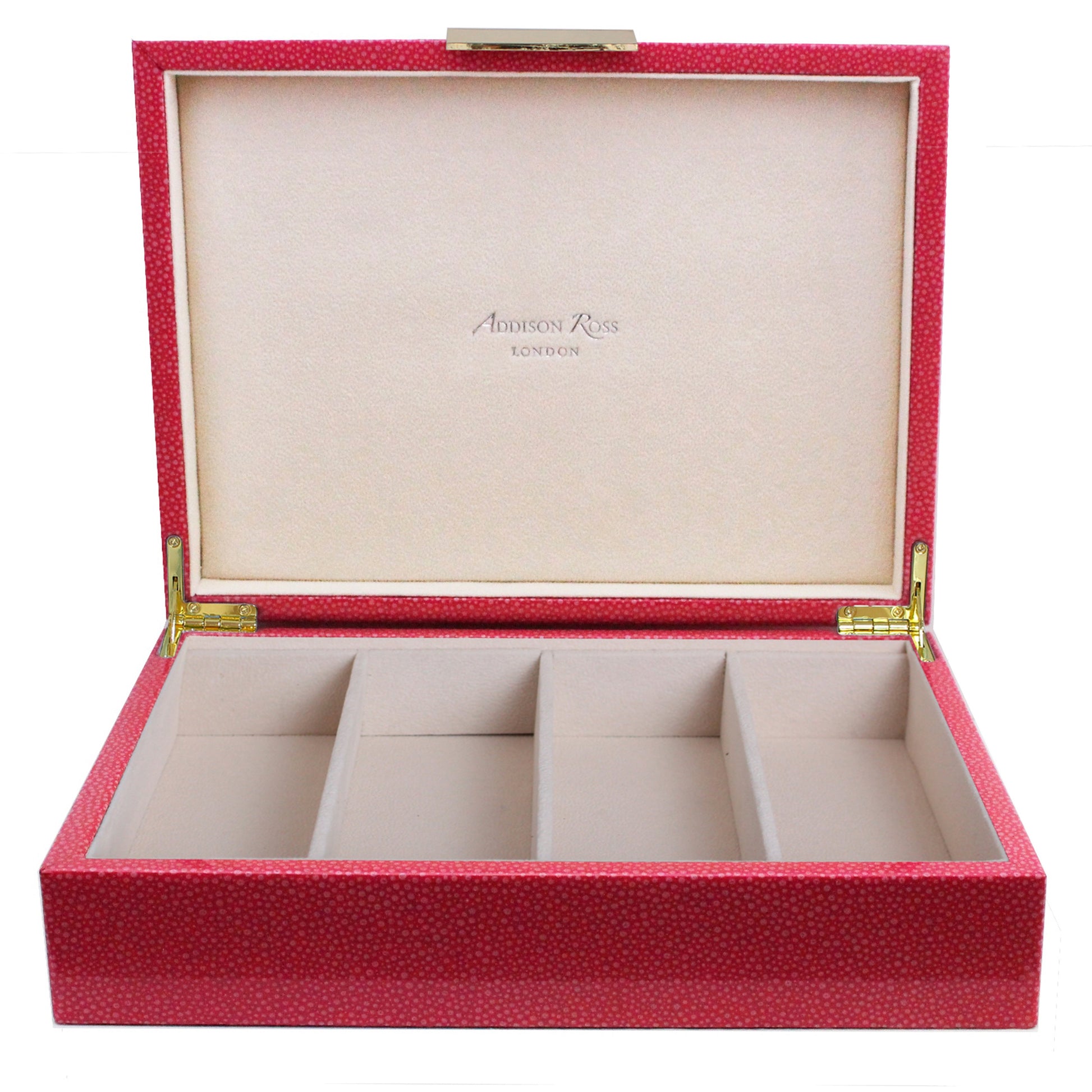 Large pink jewelry box with suede interior