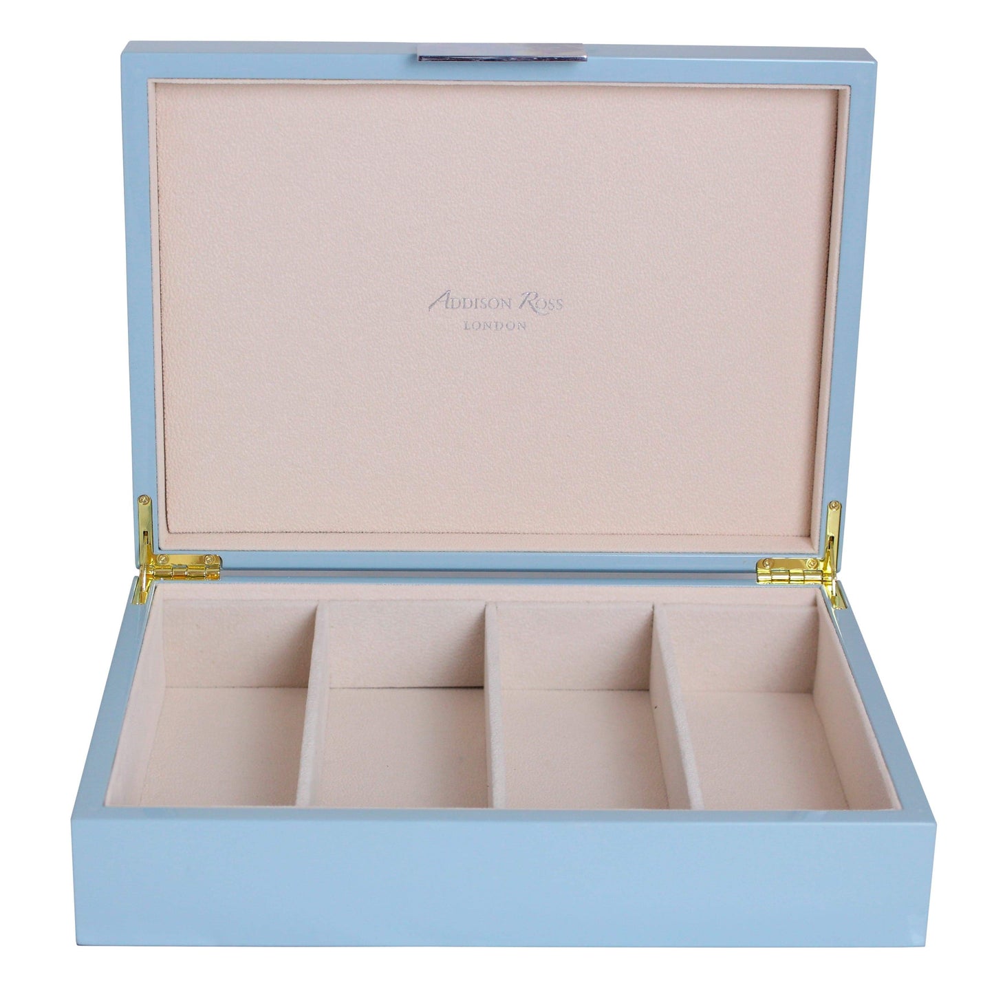 Large pale blue glasses box with suede interior