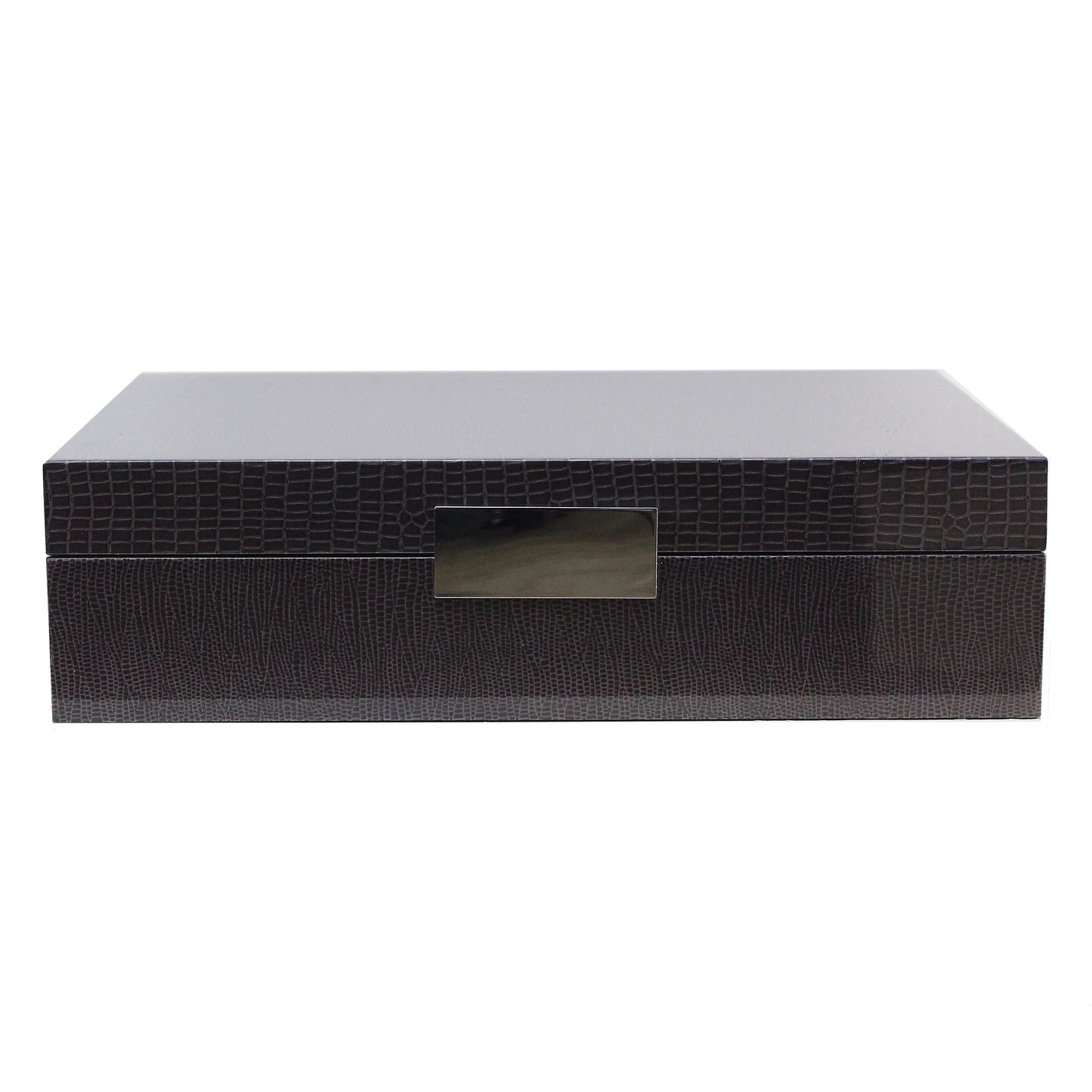 Large brown storage box with silver plated clasp