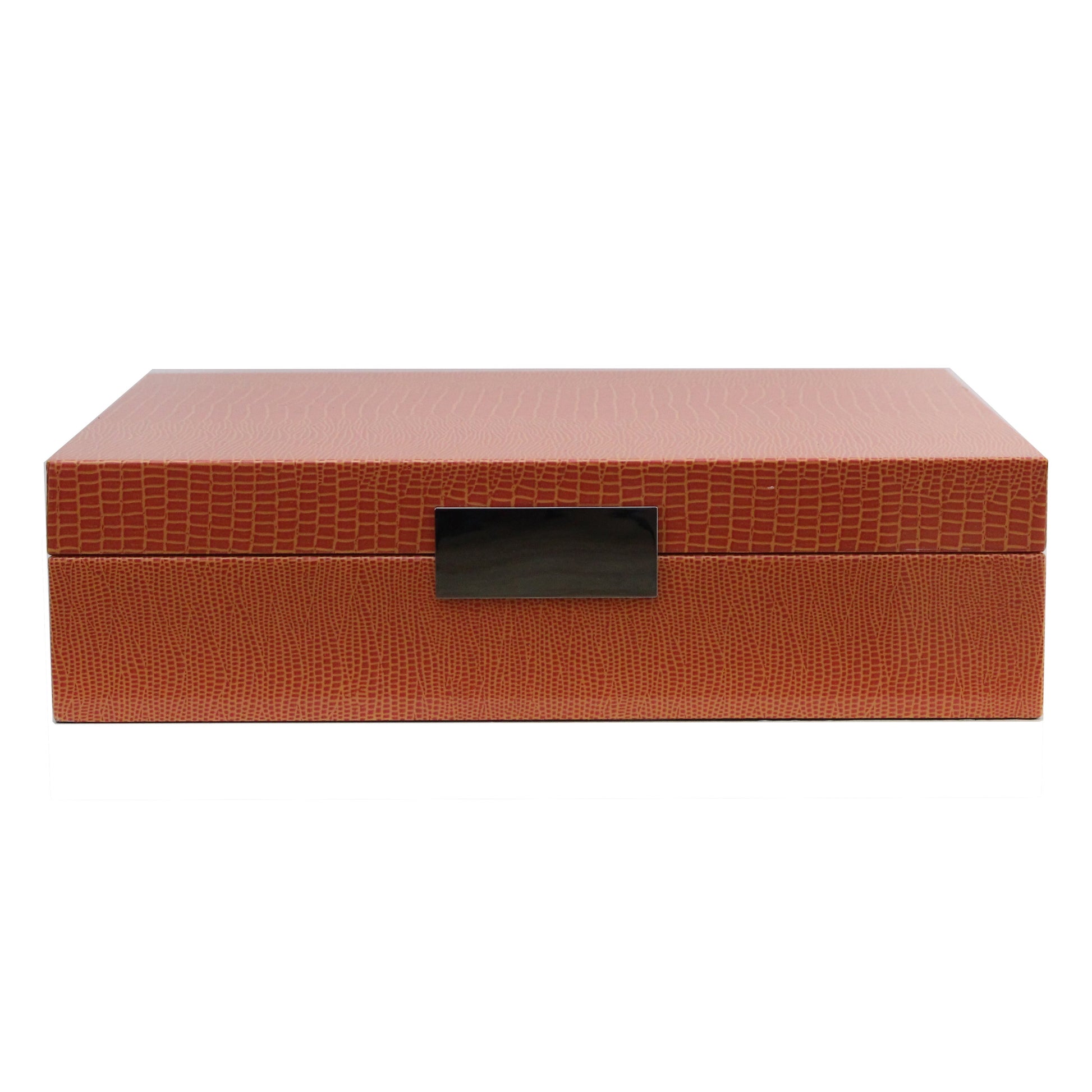 Large orange storage box with silver plated clasp
