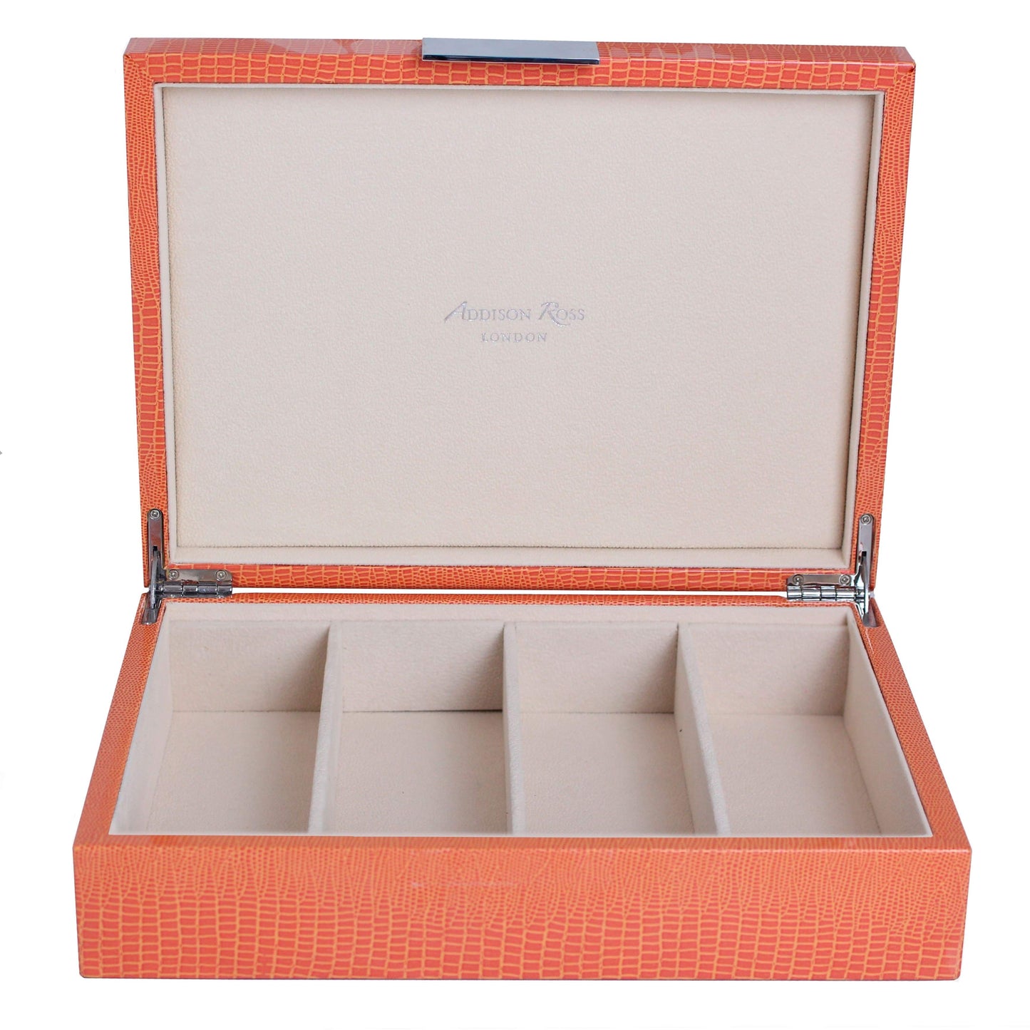 Large orange glasses box with suede interior