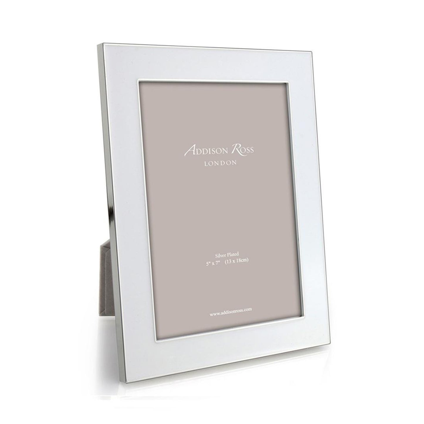 Wide Enamel Picture Frame: White & Silver