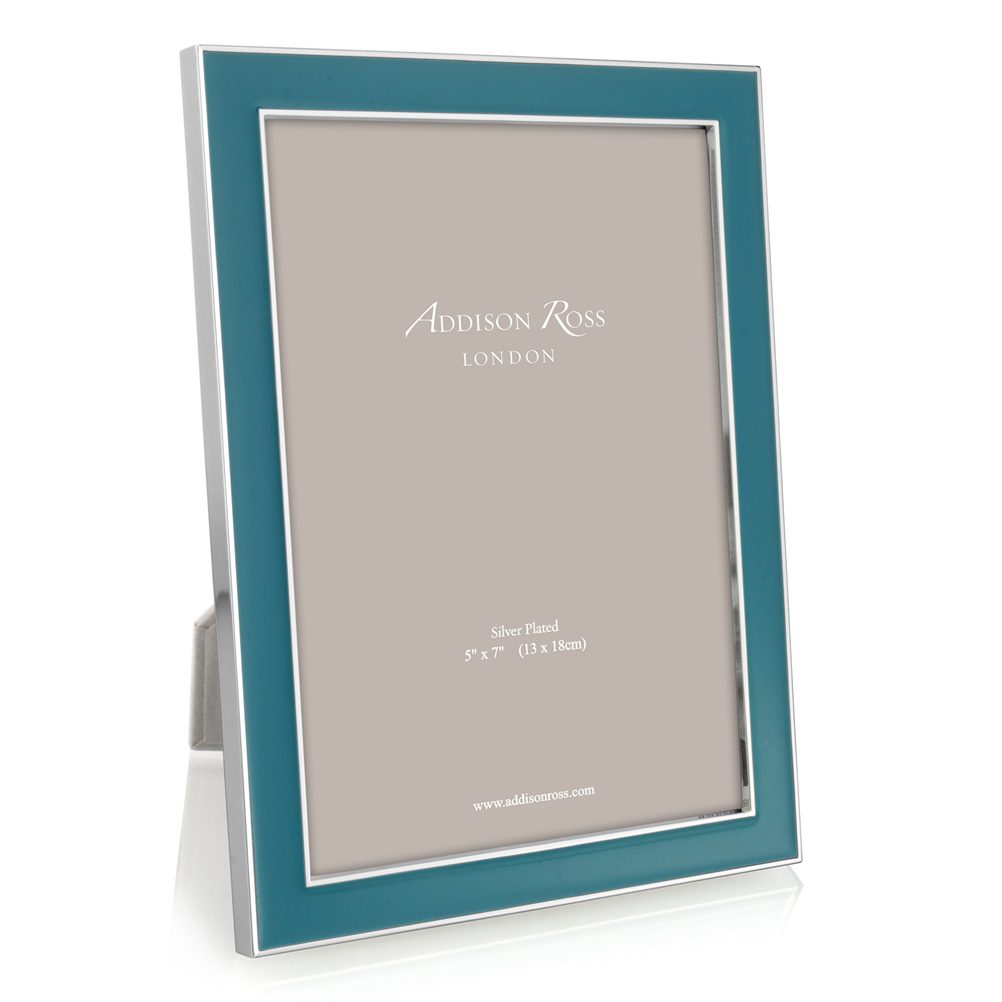 5x7 in. Silver Trim, Teal Enamel Picture Frame