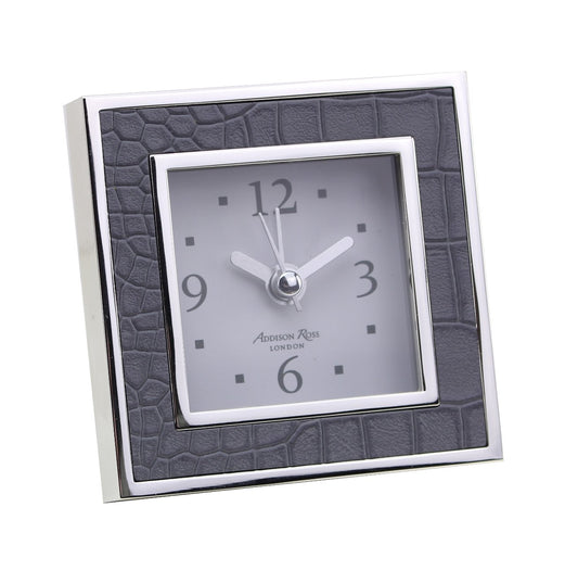 Grey Croc Square Silent Alarm Clock