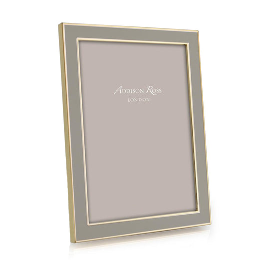 Gold Trim Taupe Enamel Picture Frame