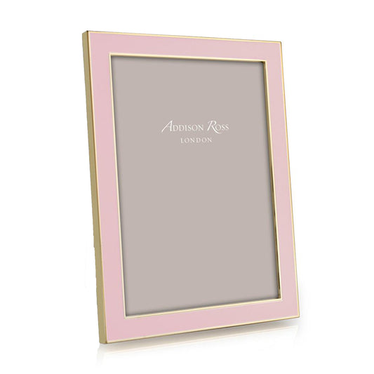 Gold Trim Pastel Pink Enamel Picture Frame