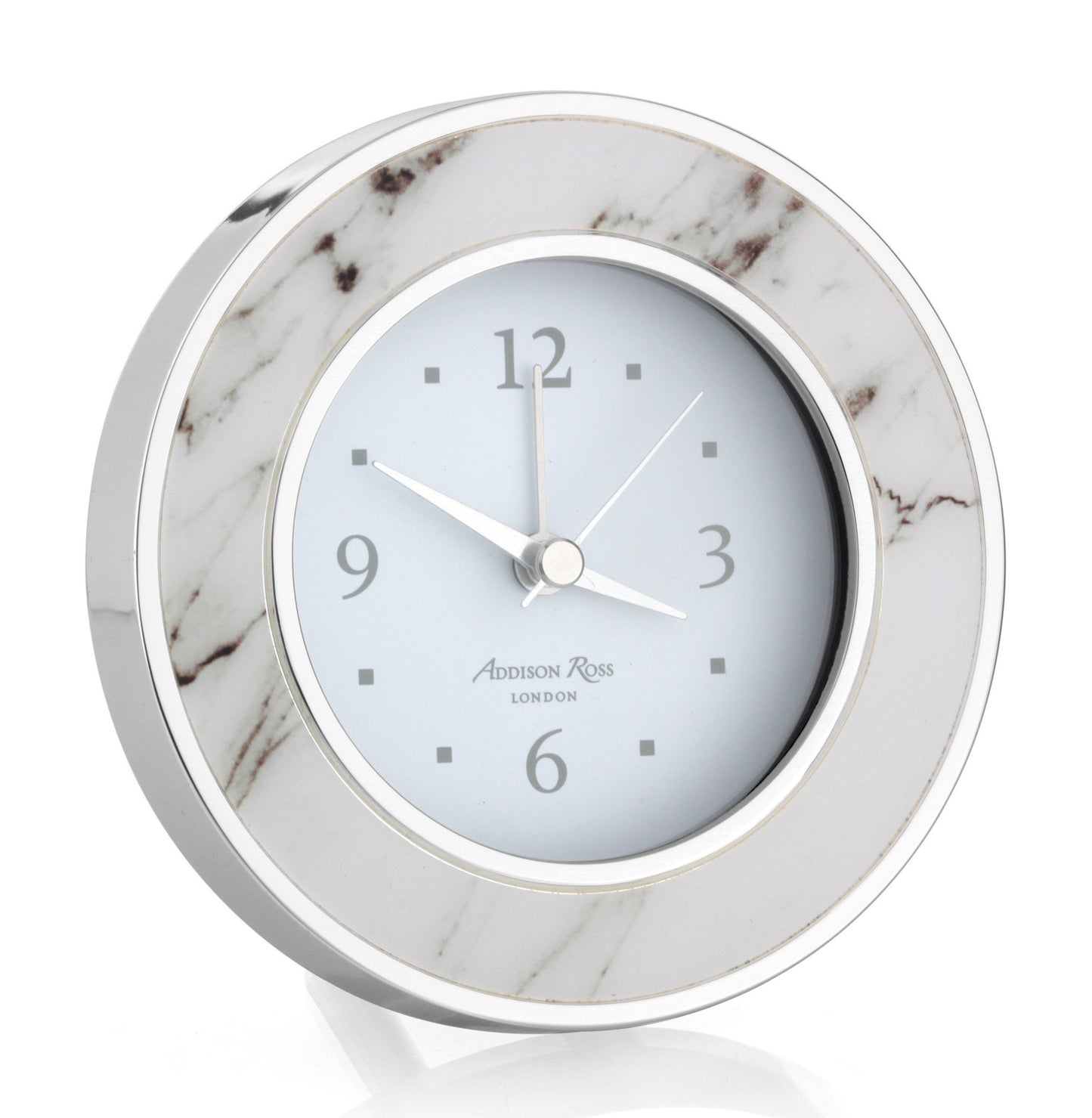 White Marble Silver Alarm Clock - Clock - Addison Ross