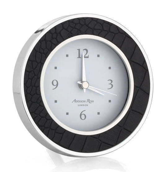 Black Croc Silver Alarm Clock - Clock - Addison Ross