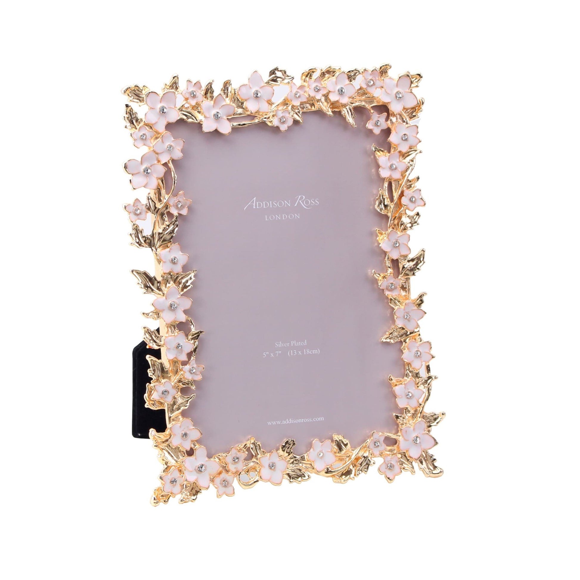 5x7 in. White Enamel Flower & Gold Plated Photo Frame