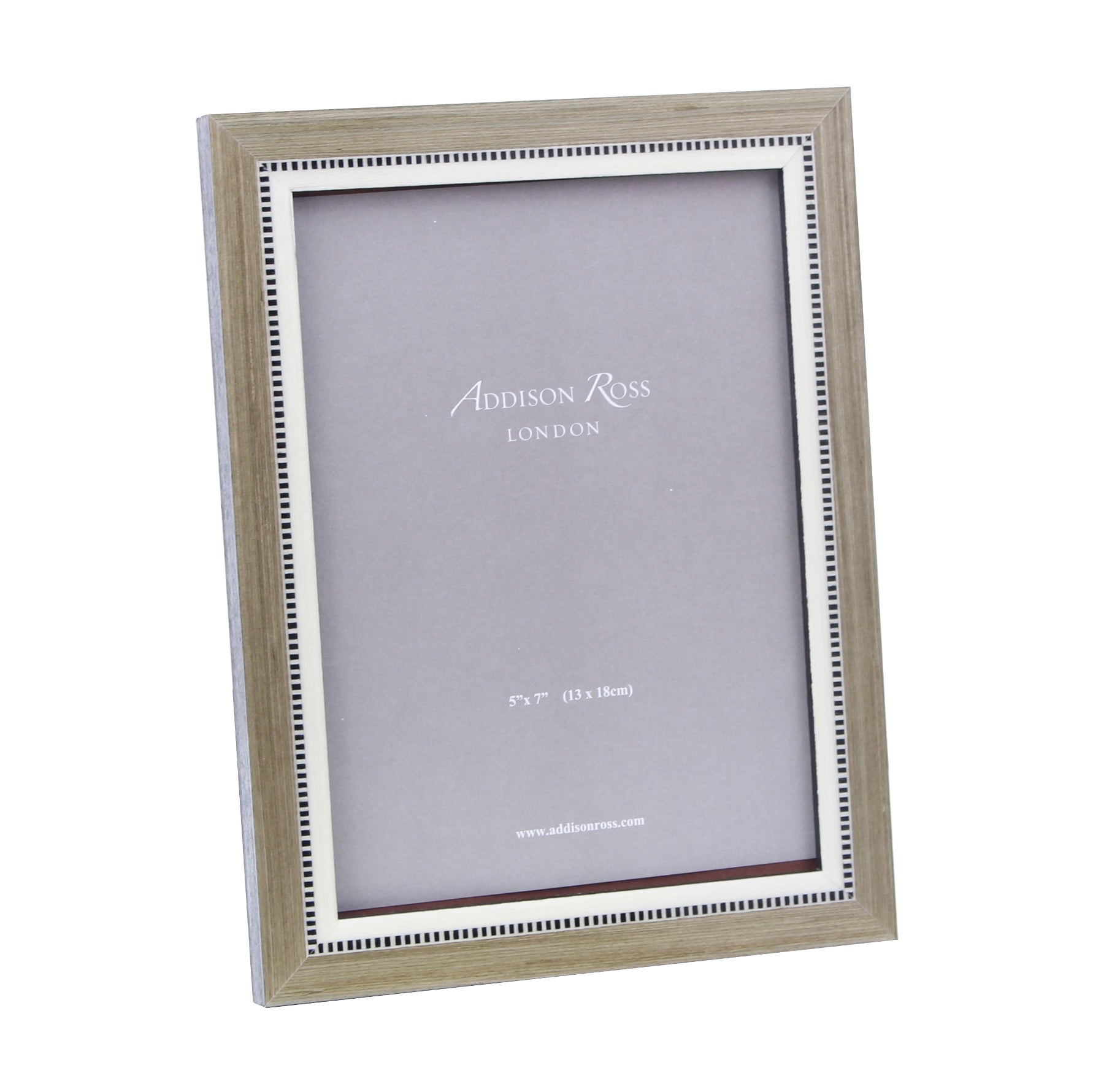 5x7 in. Marquetry Frame - Gray & White Wood Veneer and Mother of Pearl