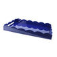 Large navy blue lacquer tray with a scalloped edge