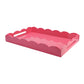 Large pink lacquer tray with a scalloped edge