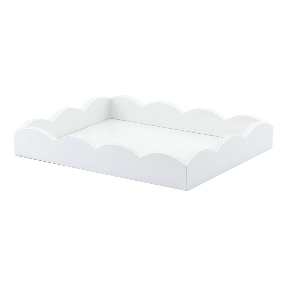 Small white lacquer tray with a scalloped edge