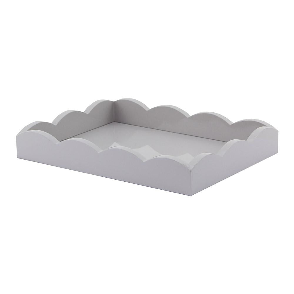 Small chiffon gray lacquer tray with a scalloped edge