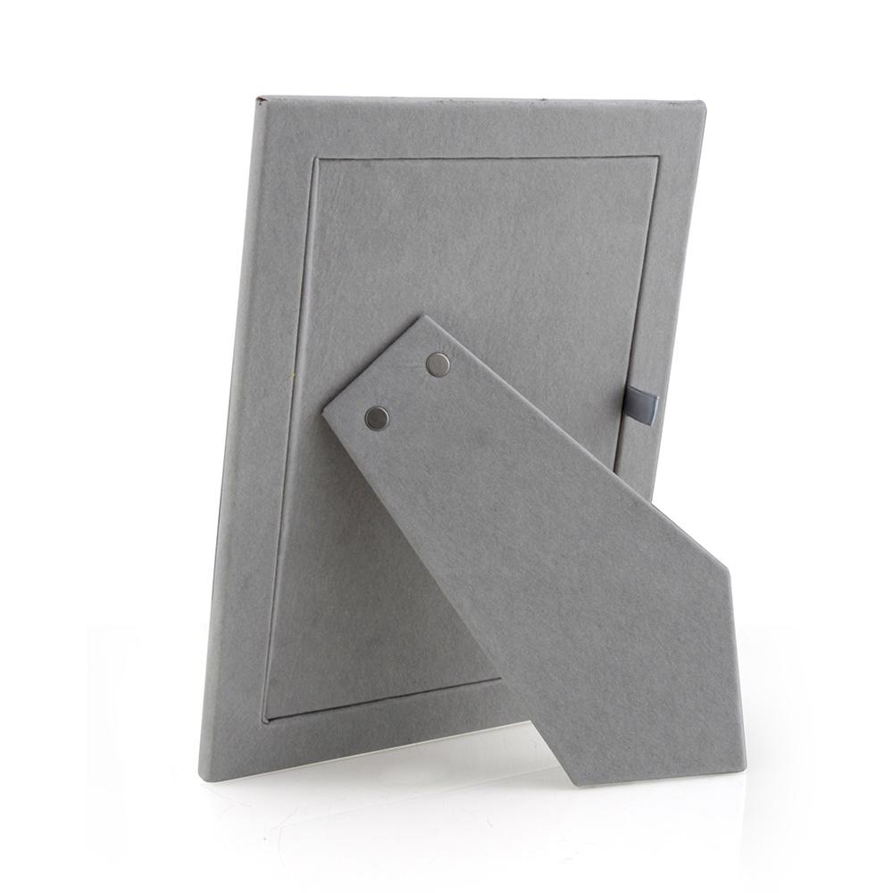 Taupe Gray Enamel Picture Frame, backed with dark gray luxury velvet