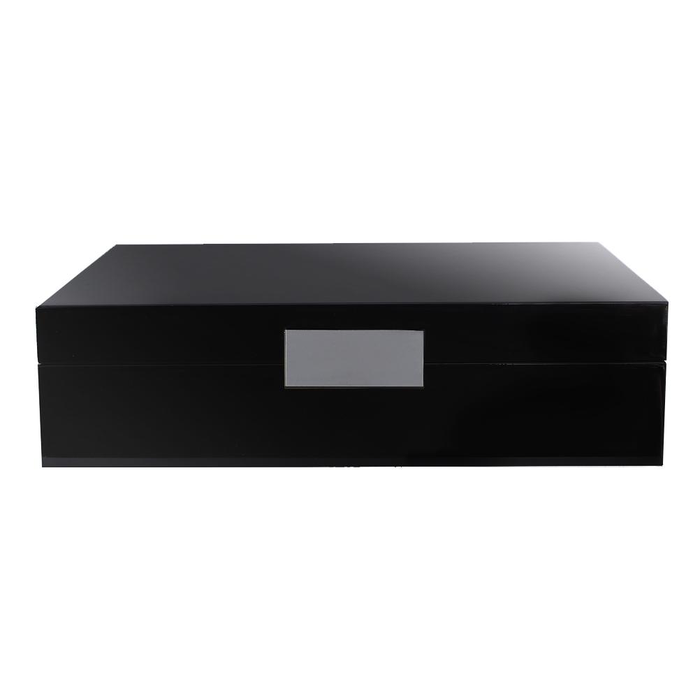 Large black storage box with silver plated clasp
