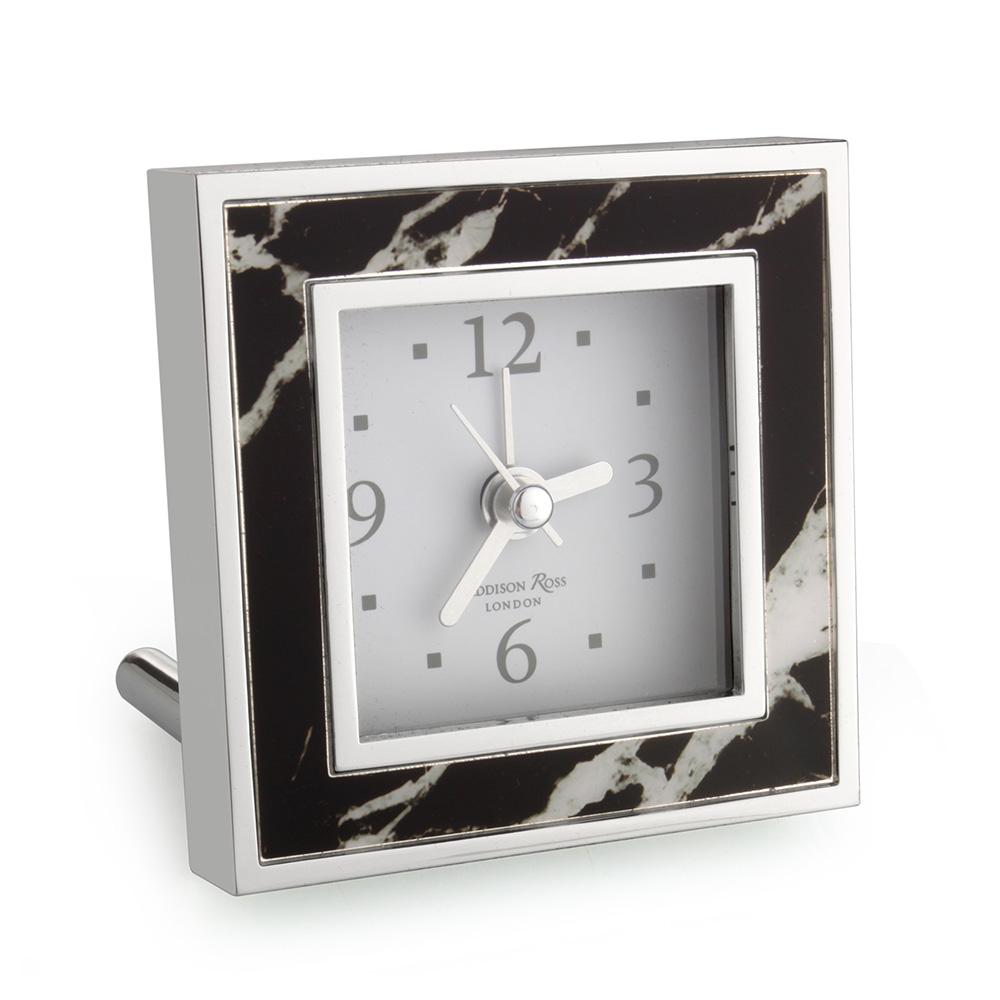 Black Marble Square Alarm Clock - Clock - Addison Ross