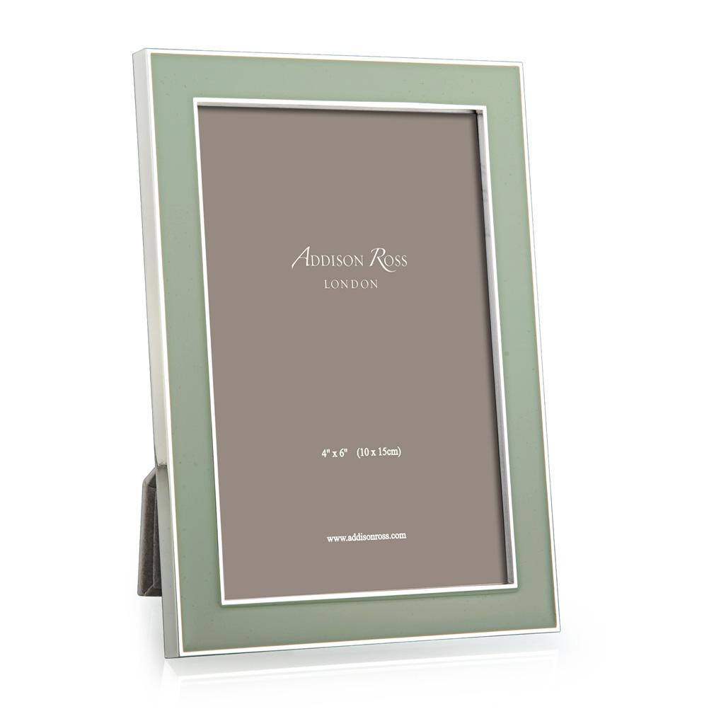 4x6 in. Silver Trim, Pale Sage Green Enamel Picture Frame