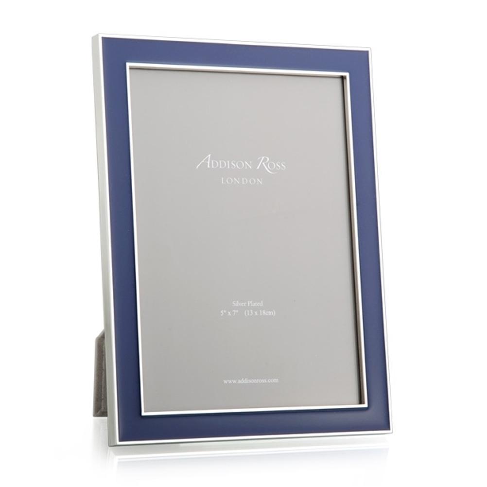 5x7 in. Silver Trim, Navy Blue Enamel Picture Frame