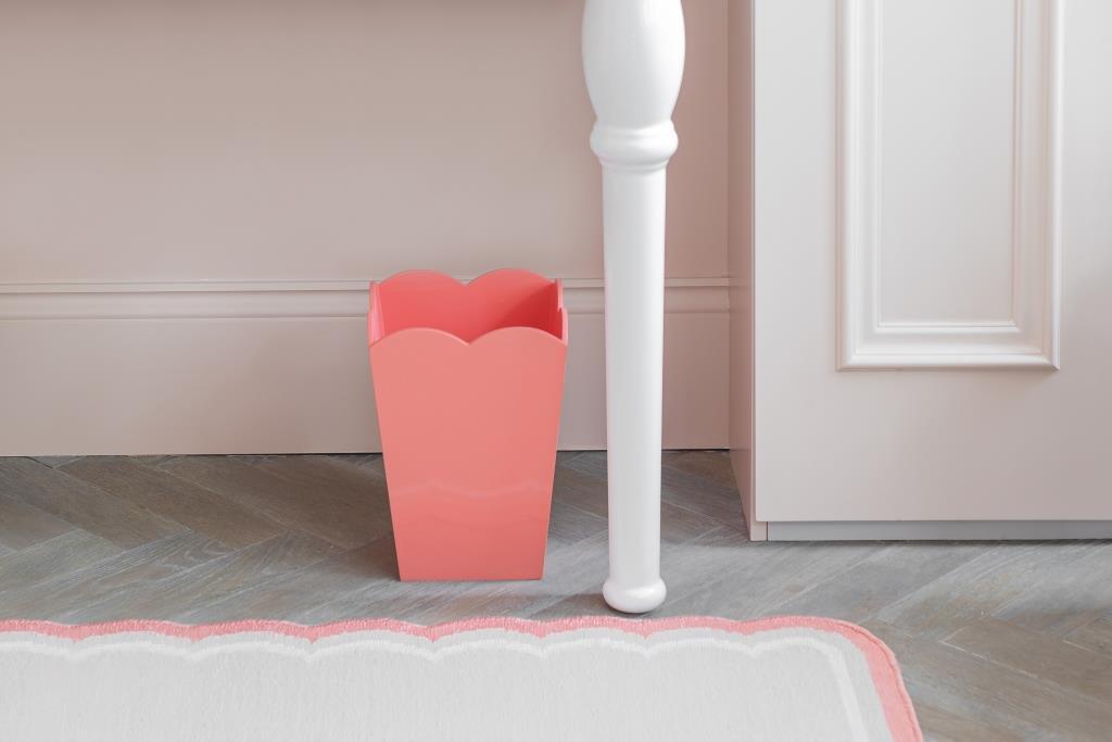 Scalloped Lacquer Bin – Limited Edition Coral Pink - Addison Ross Ltd UK