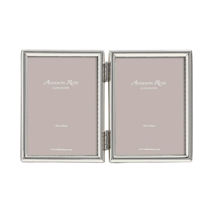 4x6 in. Fine Edged Silver Plated Double Photo Frame