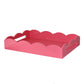 Pink lacquer tray with a scalloped edge