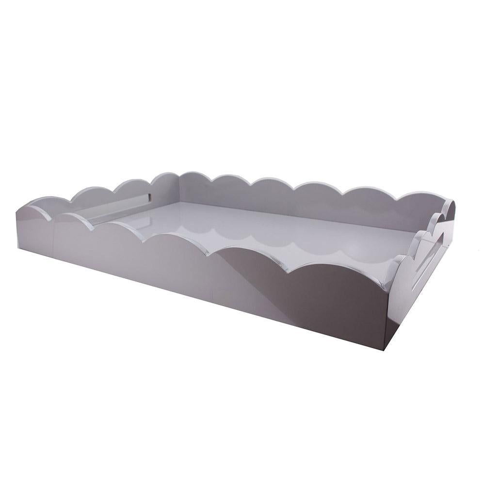 Chiffon gray lacquer tray with a scalloped edge